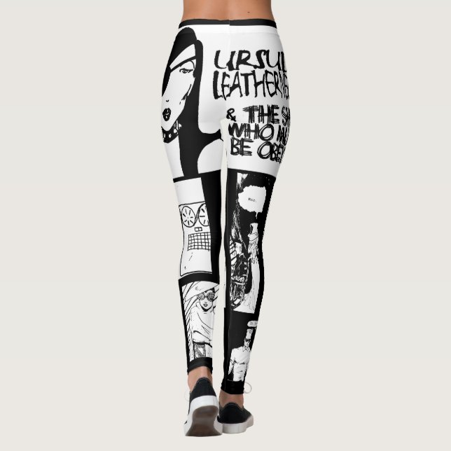 Ursula LEatherneck Punk Comic Strip Art Leggings (Back)