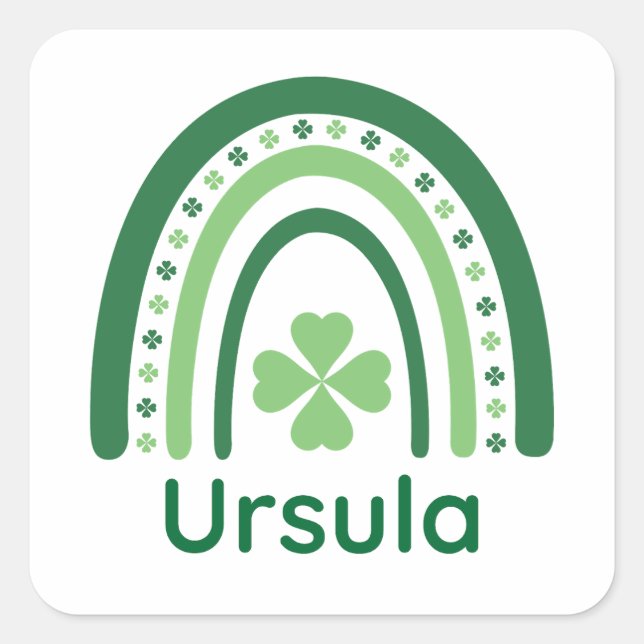 Ursula Name Clover Boho Rainbow Square Sticker (Front)