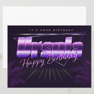 Ursula Name Vorname lila retro Karte Geburtstag Card
