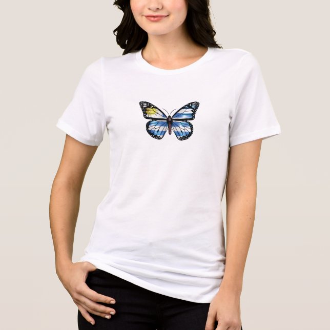 Uruguay butterfly monarch flag Tri-Blend shirt (Front)