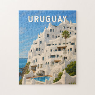 Uruguay Casapueblo Illustration Travel Art Vintage Jigsaw Puzzle