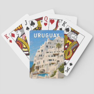 Uruguay Casapueblo Illustration Travel Art Vintage Playing Cards