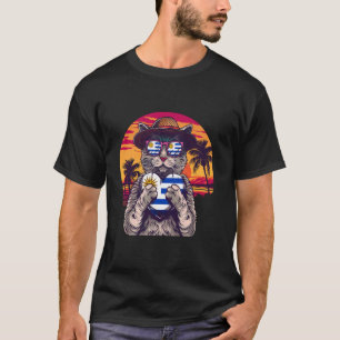 Uruguay Cat Sunset Heart Uruguayan Roots Uruguayan T-Shirt