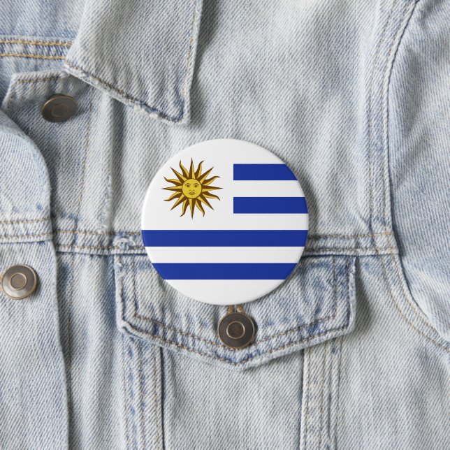 Uruguay flag 7.5 cm round badge (In Situ)