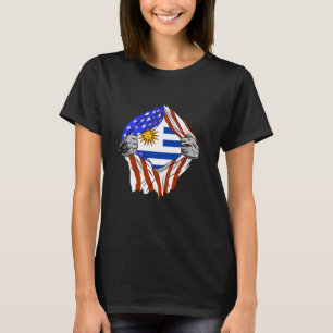 Uruguay Flag Chest USA Uruguayan Pride Uruguayan R T-Shirt