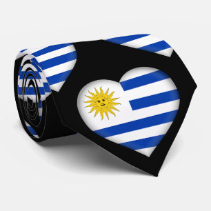 Uruguay Flag Colours Heart Pattern Neck Tie