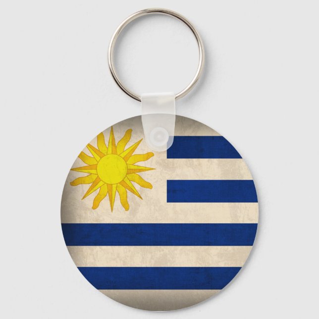 Uruguay Flag Distressed Keychain (Front)