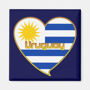 URUGUAY Flag elegant heart and Sun of May Magnet