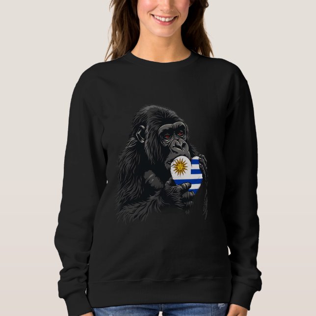 Uruguay Flag Gorillla Heart Uruguayan Pride Urugua Sweatshirt (Front)