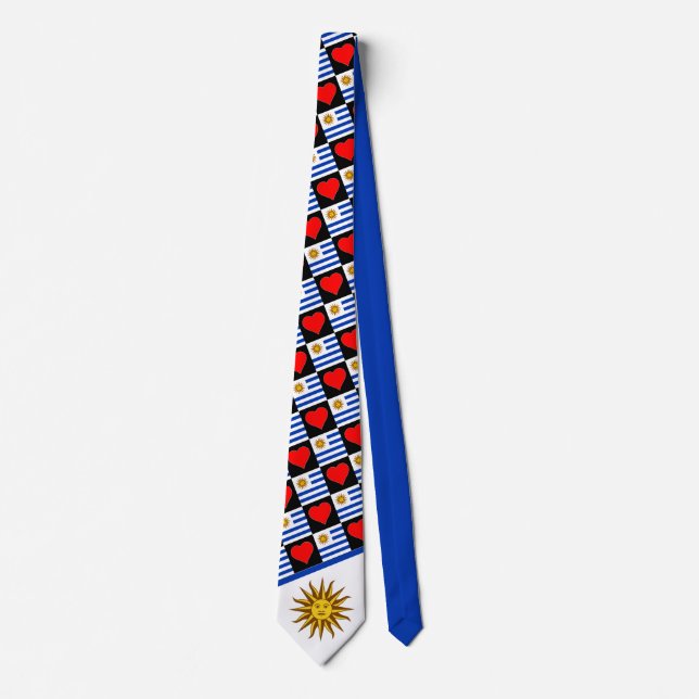 Uruguay Flag Heart Pattern Patriotic Uruguayan Tie (Front)