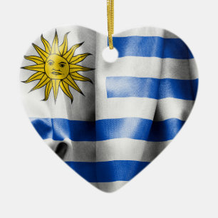 Uruguay Flag Heart Shaped Ornament