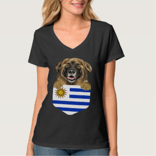 Uruguay Flag Leonberger Dog In Pocket T-Shirt