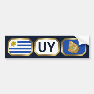 Uruguay Flag Map Code Bumper Sticker