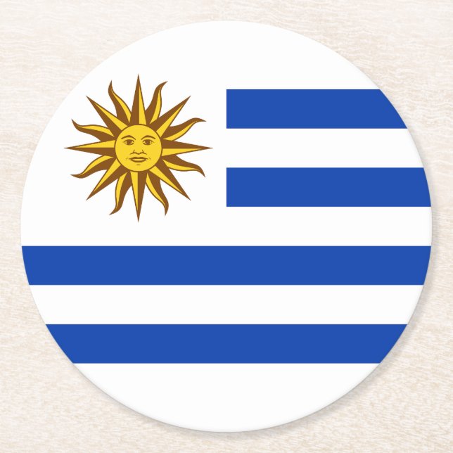 Uruguay Flag Round Paper Coaster (Front)