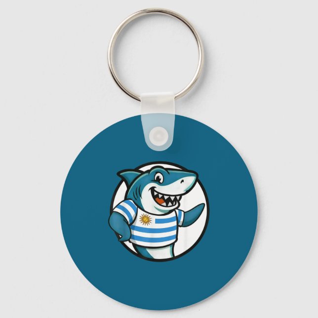 Uruguay Flag Shark Funny Uruguayan  Key Ring (Front)