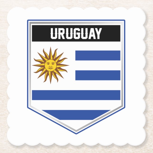 Uruguay Flag Shield Paper Coaster (Front)