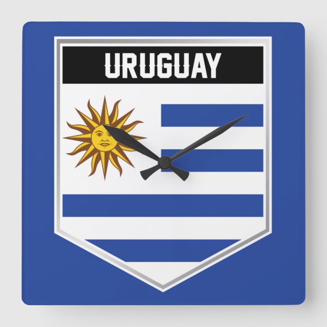 Uruguay Flag Shield Square Wall Clock (Front)