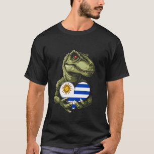 Uruguay Flag T-Rex Uruguayan Roots Heart Uruguayan T-Shirt