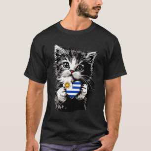 Uruguay Flag Uruguayan Roots Cat Heart Uruguayan P T-Shirt