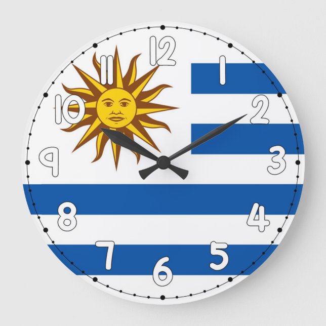 Uruguay Flag Wall Clock – Patriotic Home & Office  (Front)
