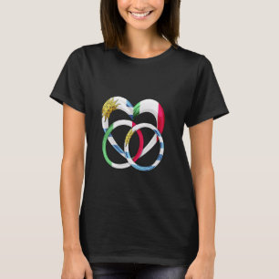 Uruguay Flag Wedding Rings Heart Marriage Italy T-Shirt