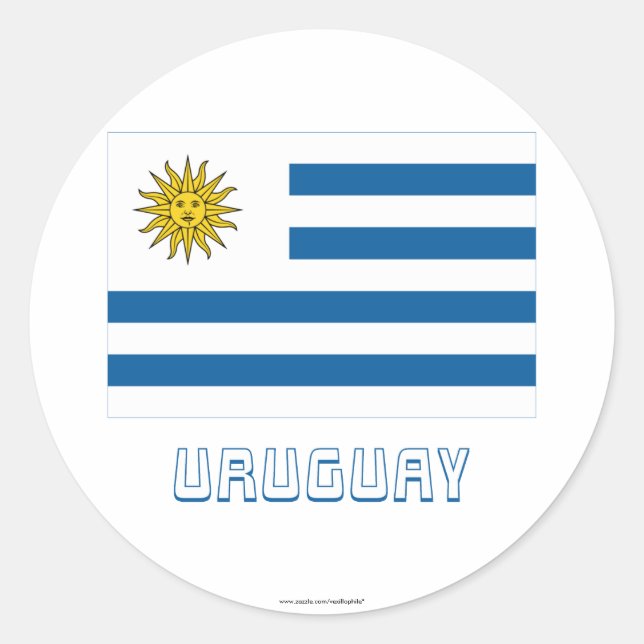 Uruguay Flag with Name Classic Round Sticker (Front)