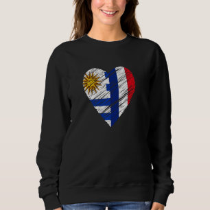 Uruguay France Heart French Flag Uruguayan Flag Lo Sweatshirt