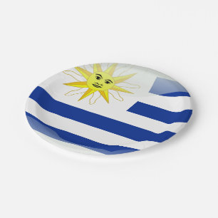 Uruguay glossy flag paper plate