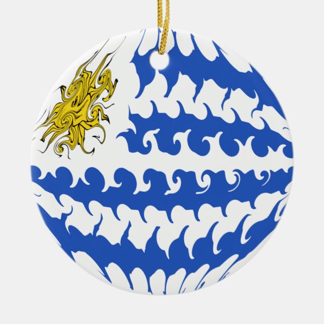 Uruguay Gnarly Flag Ceramic Tree Decoration (Front)