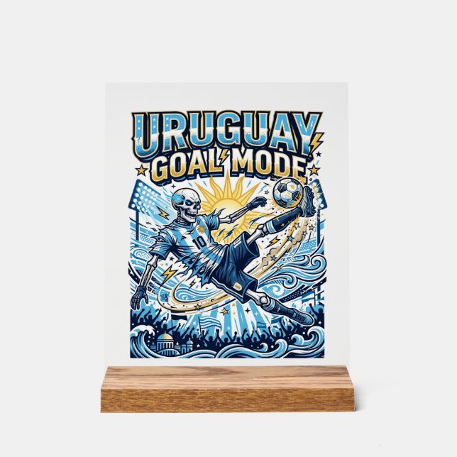 Uruguay Goal Mode Skeleton Striker Nations Dynamic Acrylic Sign (Front)