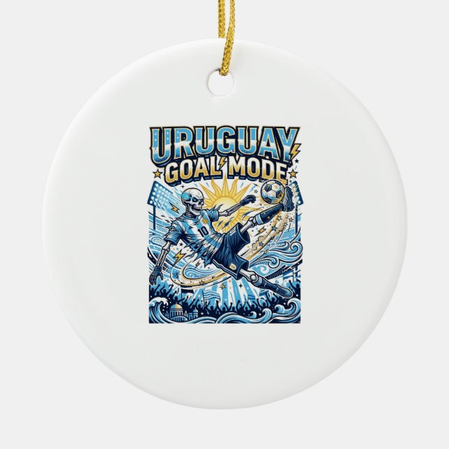 Uruguay Goal Mode Skeleton Striker Nations Dynamic Ceramic Tree Decoration (Front)