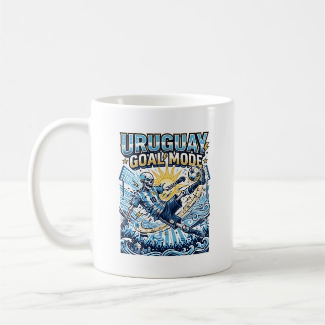 Uruguay Goal Mode Skeleton Striker Nations Dynamic Coffee Mug (Left)