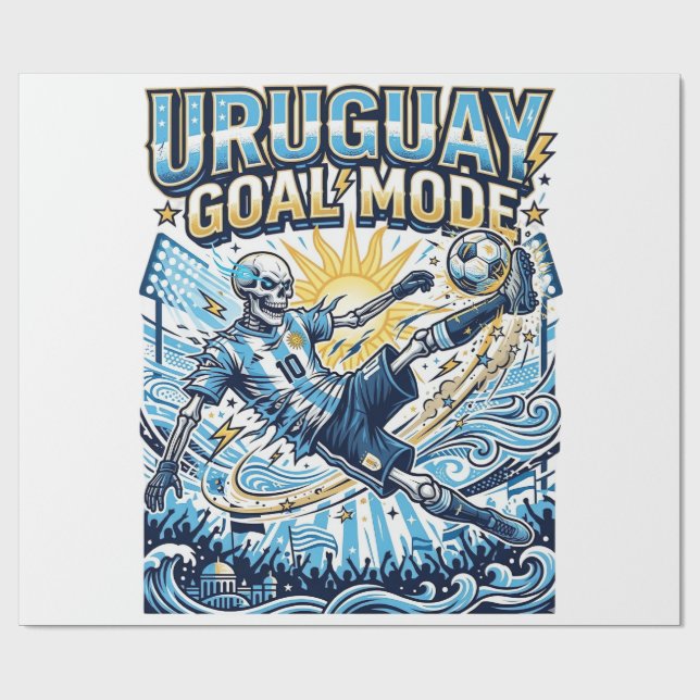 Uruguay Goal Mode Skeleton Striker Nations Dynamic Wrapping Paper (Flat)