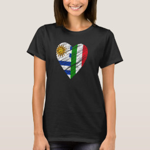 Uruguay Italy Heart Italian Flag Uruguayan Flag Lo T-Shirt
