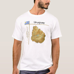 Uruguay Map + Flag + Title T-Shirt