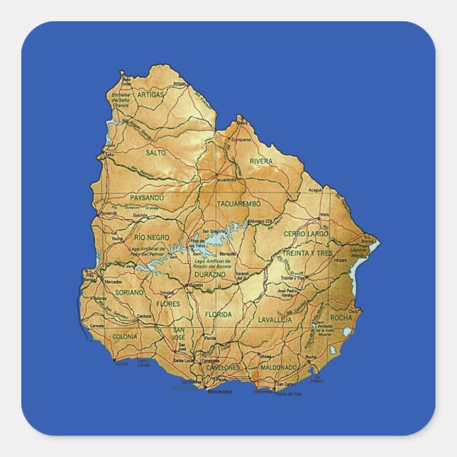 Uruguay Map Sticker (Front)