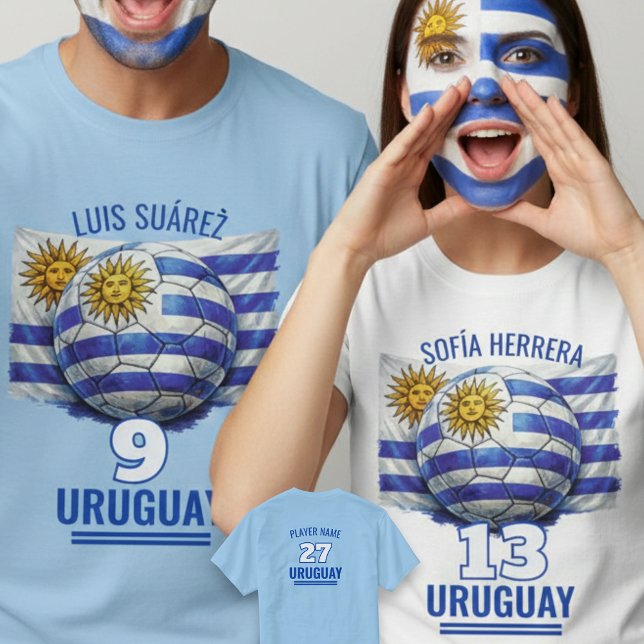 Uruguay National Football Heritage Flag Soccer T-Shirt (Creator Uploaded)