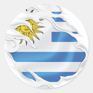 Uruguay Ripped Flag Classic Round Sticker