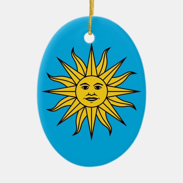 Uruguay Sol de Mayo Ceramic Tree Decoration (Front)