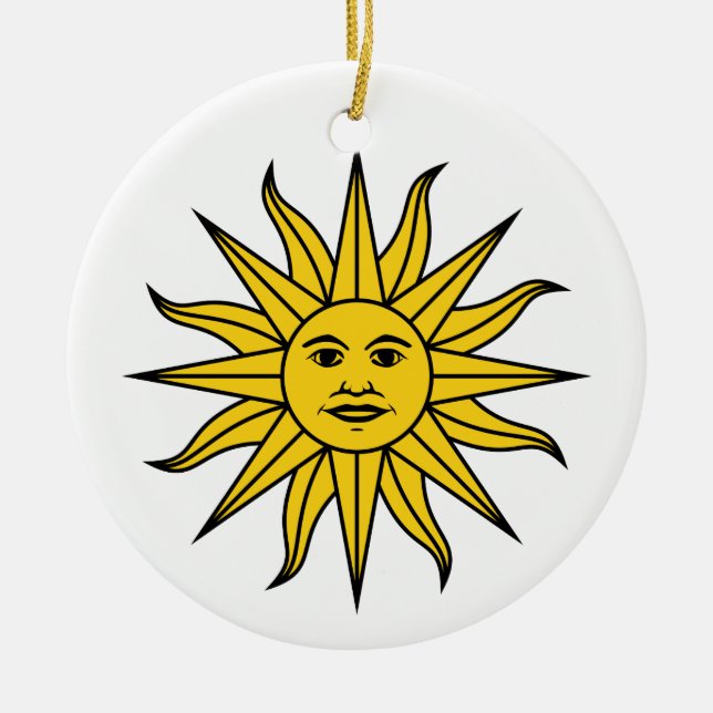 Uruguay Sol de Mayo Ceramic Tree Decoration (Front)