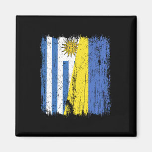 Uruguay Ukraine Half Flag Uruguayan Ukrainian Heri Magnet
