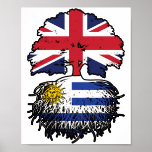 Uruguay Uruguayan British UK Tree Roots Flag Poster