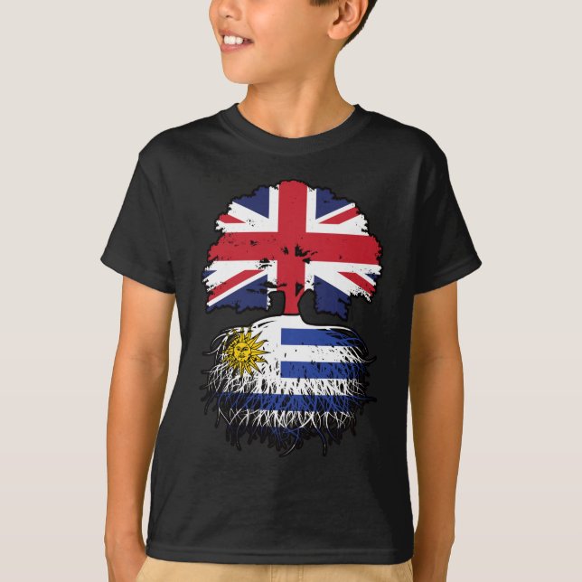 Uruguay Uruguayan British UK Tree Roots Flag T-Shirt (Front)