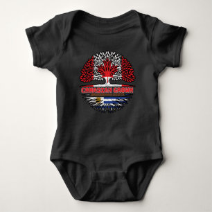 Uruguay Uruguayan Canadian Canada Tree Roots Flag Baby Bodysuit