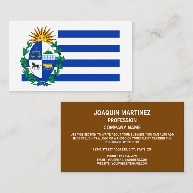 Uruguayan Flag & Coat of Arms, Flag of Uruguay Business Card (Front/Back)