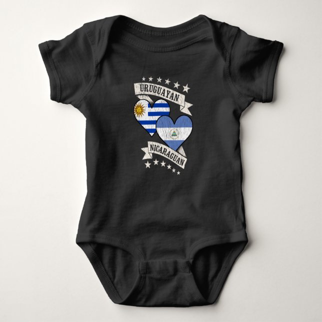 Uruguayan Nicaraguan Heart Flags Uruguay Nicaragua Baby Bodysuit (Front)