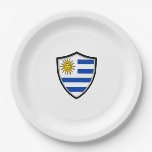 Uruguayan shield flag paper plate