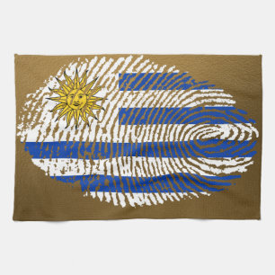 Uruguayan touch fingerprint flag tea towel