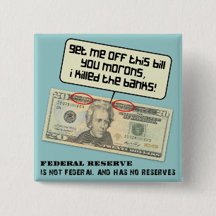 US 20 dollar bill Federal Reserve 15 Cm Square Badge