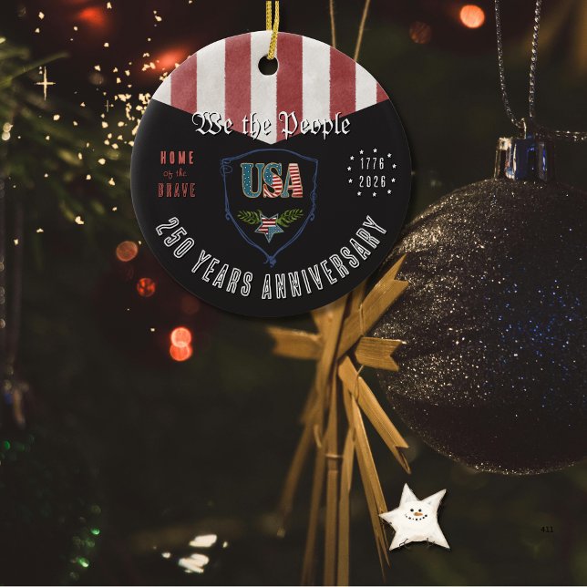 US 250 Home of the Brave Eagle Ceramic Tree Decoration (US 250 Home of the Brave Eagle Ceramic Ornament)